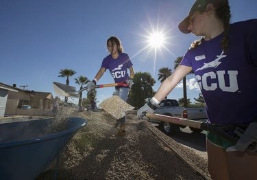 Helping on Habitat for Humanity projects is one of the many ways students volunteer off campus regularly.