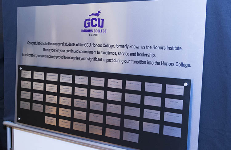 A plaque commemorating the first Honors College graduates will be displayed in Building 33.