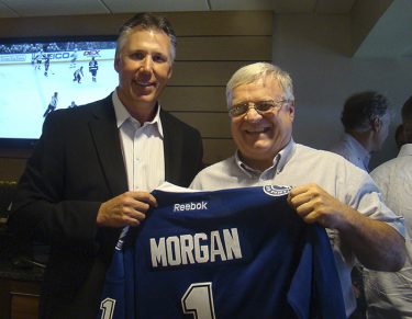 Morgan is a devoted fan of the Tampa Bay Lightning and got to meet one of the team's former stars, Dave Andreychuk (left).